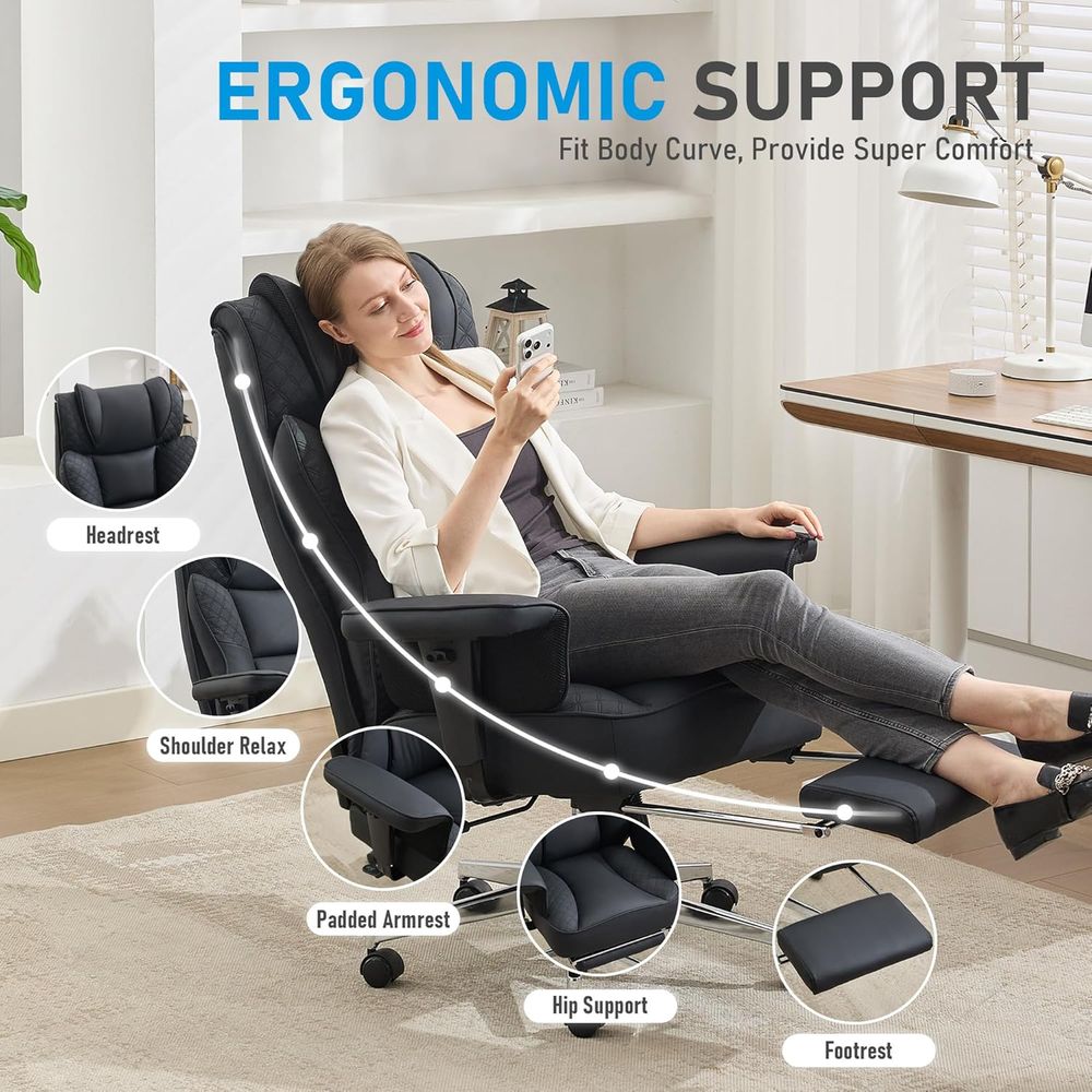 كرسي مكتب كبير الحجم، كرسي جلد - مراجعة Office Chair وسعره