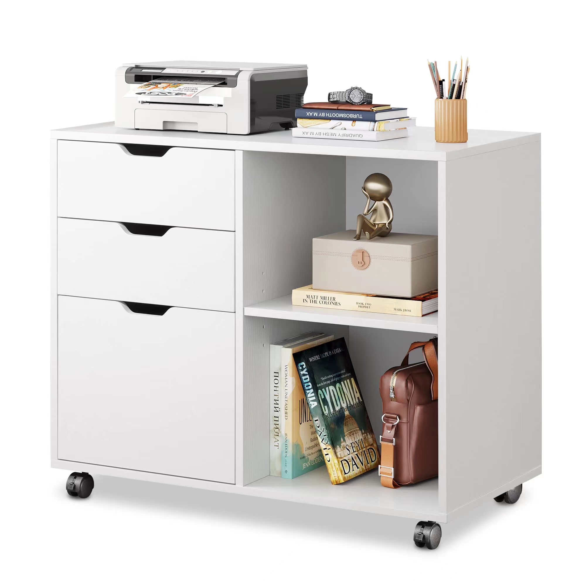 خزانة ملفات خشبية بثلاثة أدراج - مراجعة Printer Stand وسعره